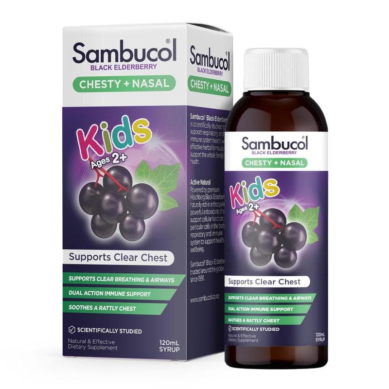 Sambucol Black Elderberry Kids Chesty + Nasal Soothing Syrup 120ml