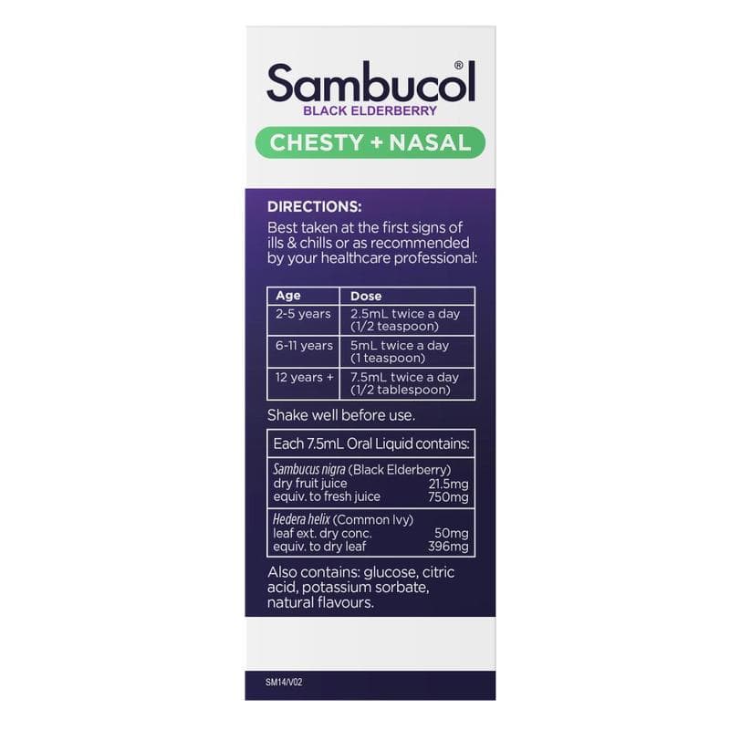 Sambucol Black Elderberry Kids Chesty + Nasal Soothing Syrup 120ml