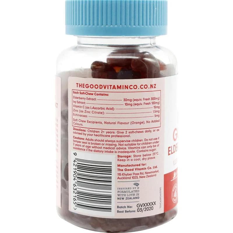 The Good Vitamin Co Kids Good Elderberry + Ivy Extract Ills And Chills Soft-Chews 90s