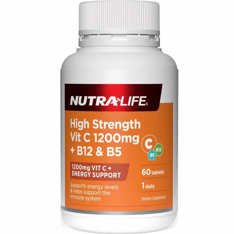 Nutra-Life High Strength Vit C 1200mg + B12 & B5 Tablets 60s