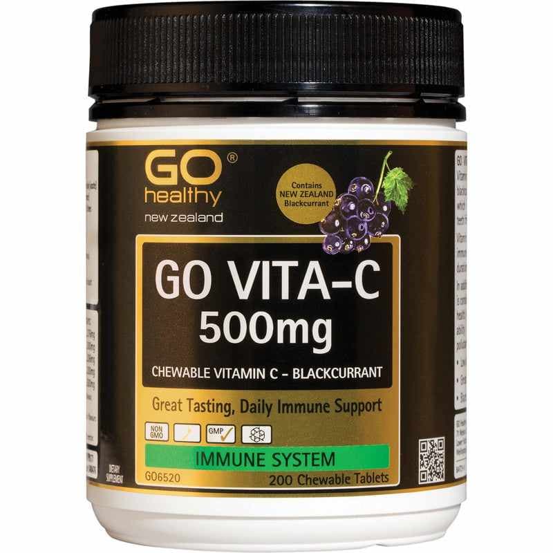 GO Healthy GO Vita-C 500mg Blackcurrant Chewable Tablets 200s
