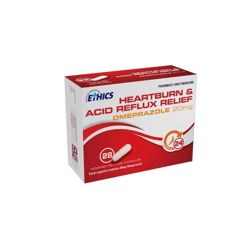 Ethics Heartburn & Acid Reflux Relief Omeprazole 20mg Capsules 28s