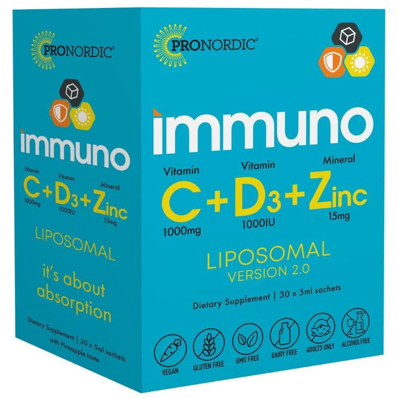 ProNordic Liposomal Immuno C + D3 + Zinc Sachets 30s